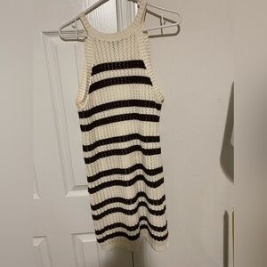 Sanctuary knit lined tank dress mini size medium brown and cream euc